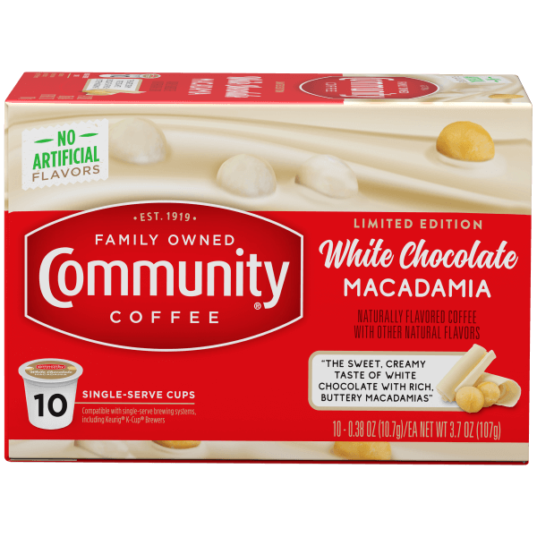 White Chocolate Macadamia Coffee Pods 10ct | Community Coffee White Chocolate Macadamia Coffee Pods 10ct | Community Coffee