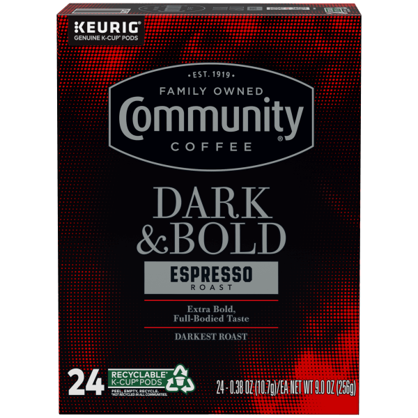 Dark and Bold Espresso Roast K-Cup® Pods 24 count | Community Coffee
